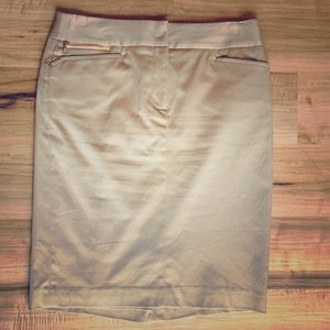 Tan Pencil Skirt with Gold Accents